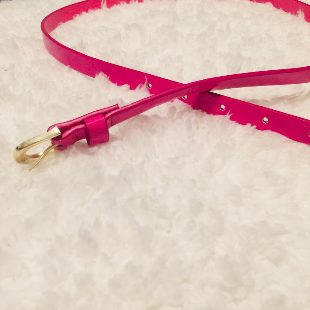 Vegan Patent Leather Pink Skinny Belt